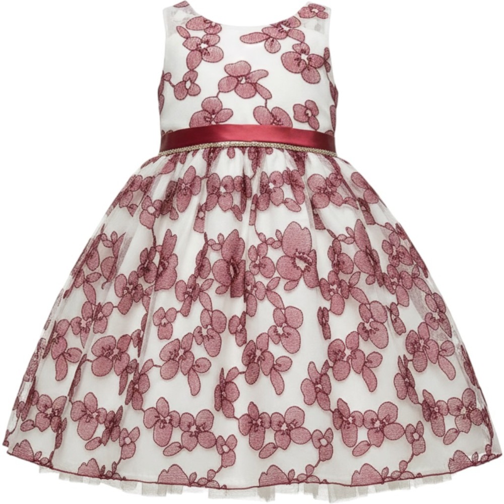American Princess Floral Tulle Dress Girls 8 White Burgundy